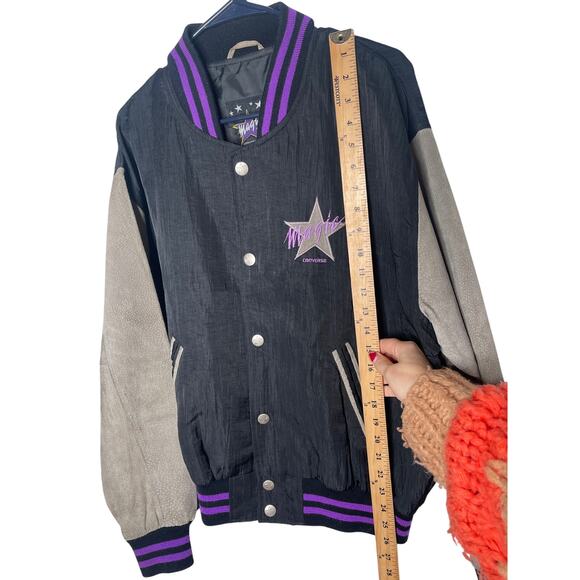 Converse Vintage 90s Mens S Magic Johnson Suede Bomber Jacket Varsity Lakers NBA - Picture 8 of 9